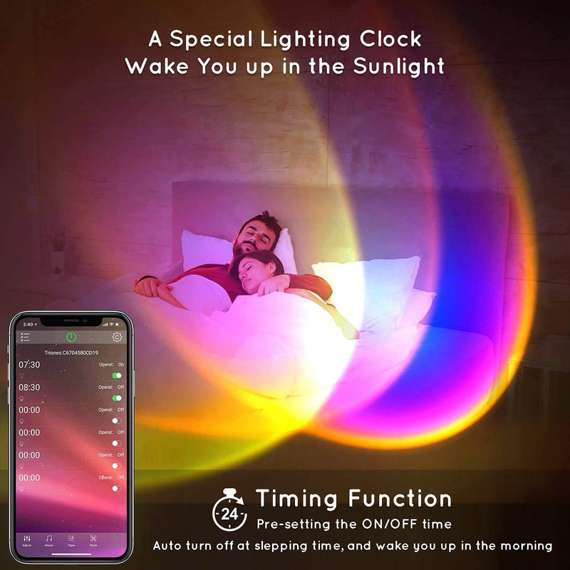 مصباح غروب الشمس APP التحكم في مصباح إسقاط الغروب 16 RGB دوران 180 درجة مصابيح أرضية 