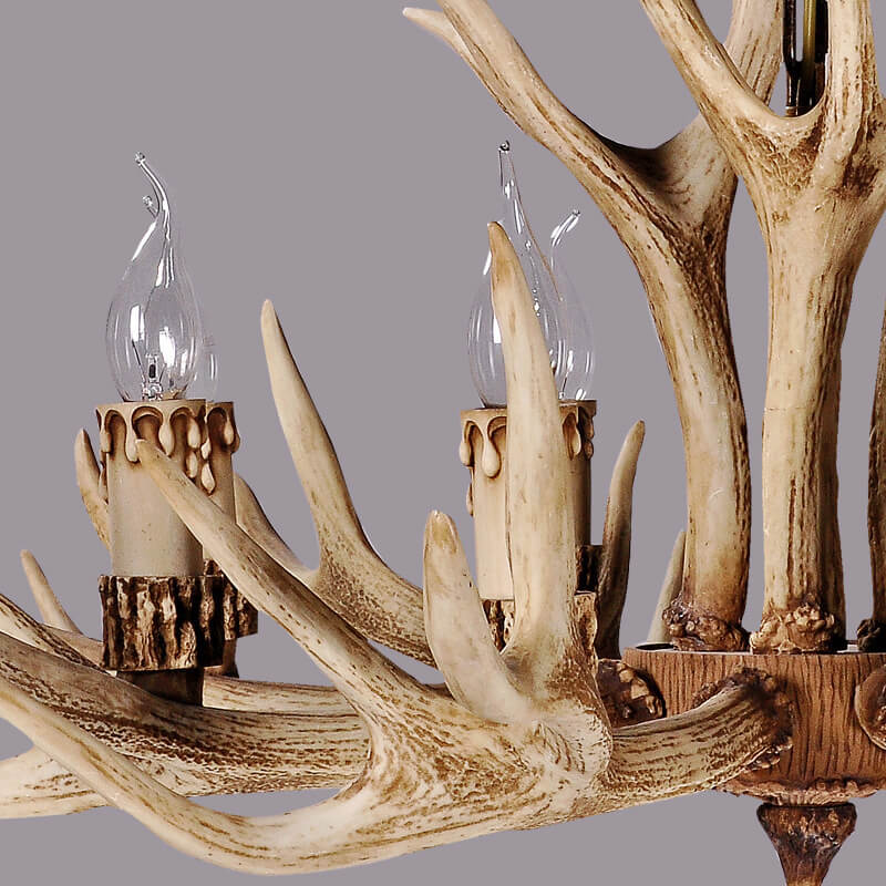 Country Style Antler Resin 6-Light Chandeliers