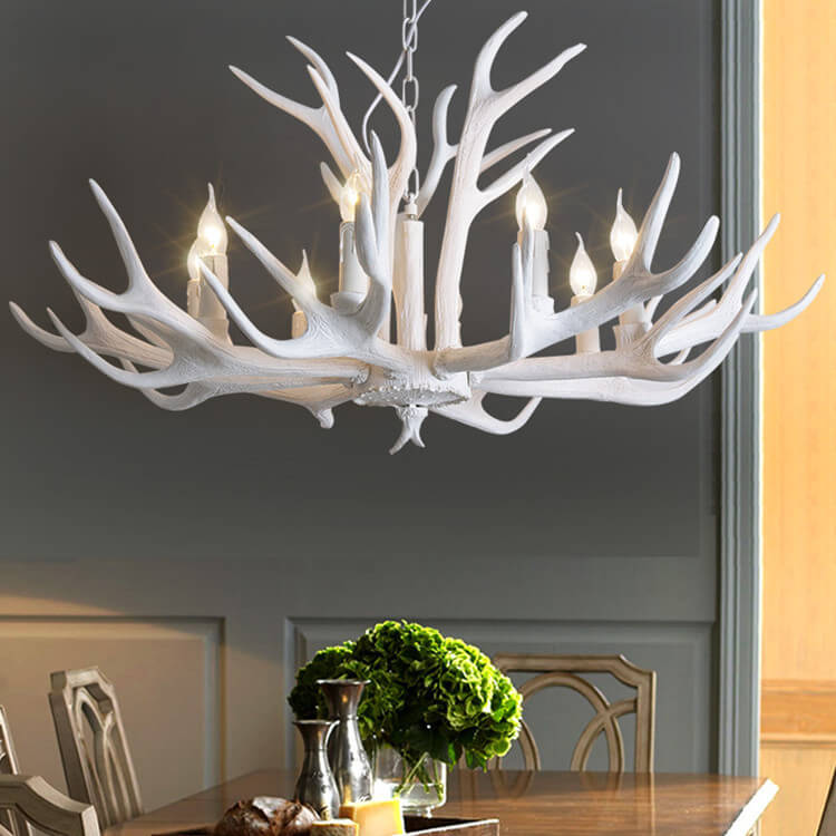 Country Style Antler Resin 6-Light Chandeliers