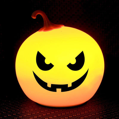 Halloween Round Pumpkin Pat Night Light Colorful Decorative LED Table Lamp