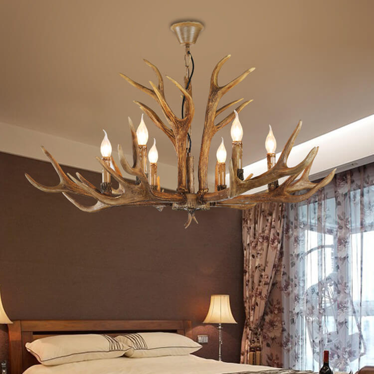 Country Style Antler Resin 6-Light Chandeliers