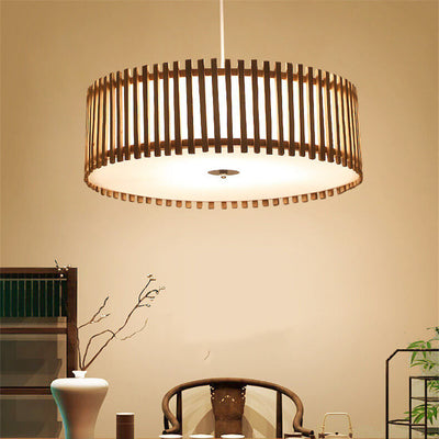 Modern Simple Wooden Cylindrical Flush Mount Ceiling Light