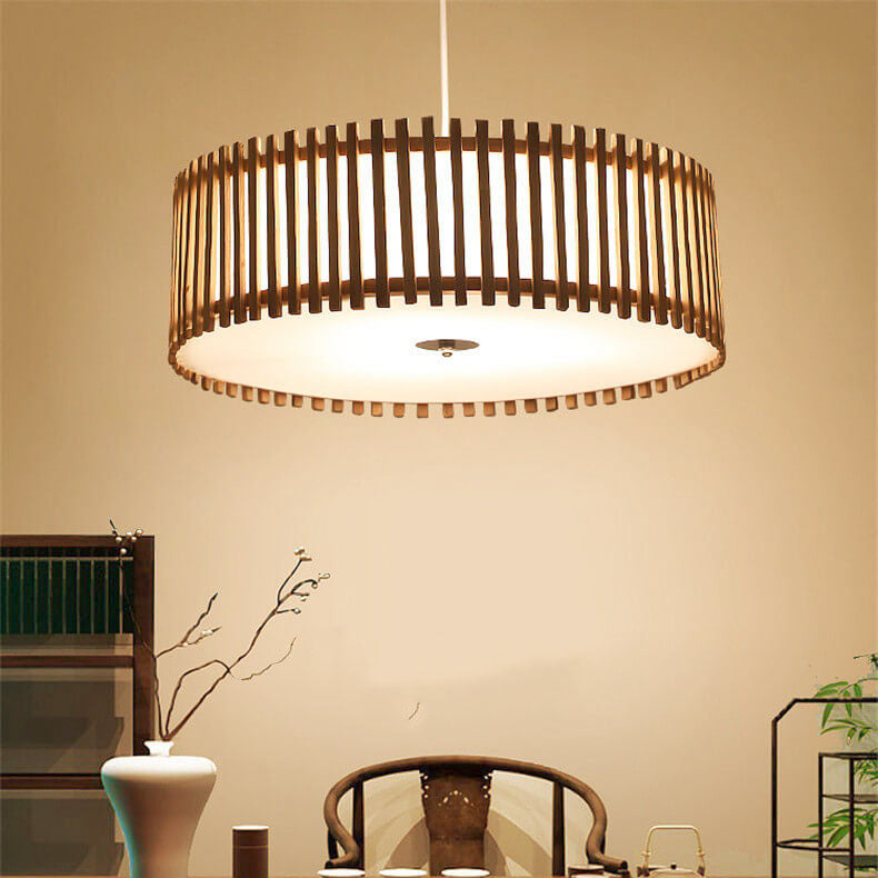 Modern Simple Wooden Cylindrical Flush Mount Ceiling Light