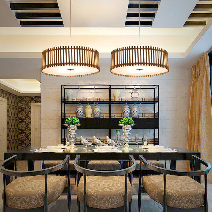Modern Simple Wooden Cylindrical Flush Mount Ceiling Light