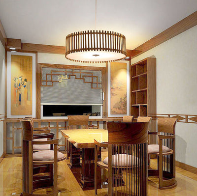 Modern Simple Wooden Cylindrical Flush Mount Ceiling Light