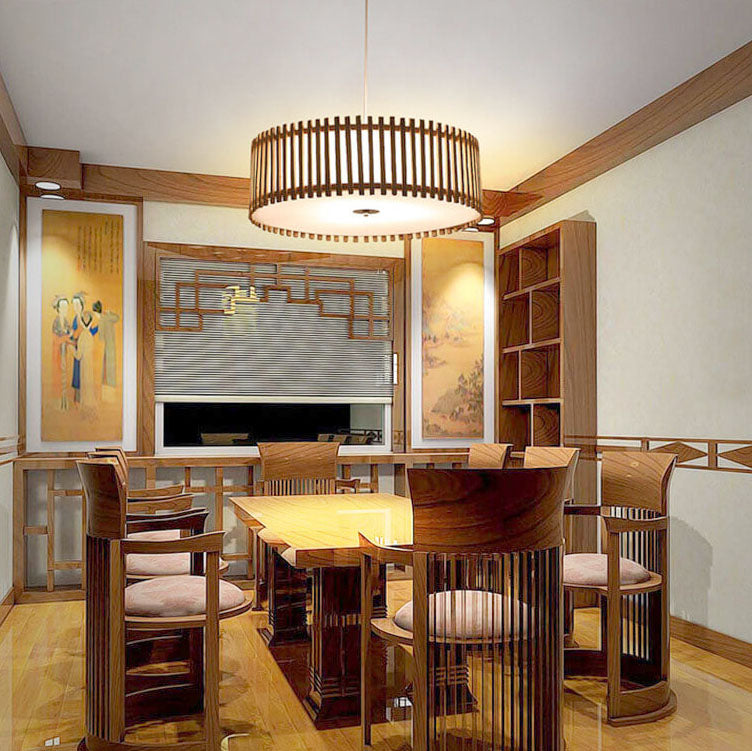 Modern Simple Wooden Cylindrical Flush Mount Ceiling Light