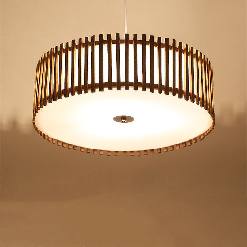 Modern Simple Wooden Cylindrical Flush Mount Ceiling Light