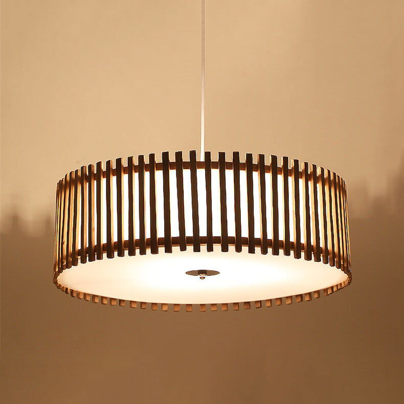 Modern Simple Wooden Cylindrical Flush Mount Ceiling Light