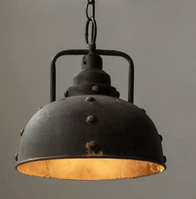 Vintage Rust 1-Light Dome Pendant Light
