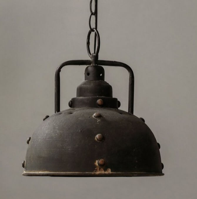 Vintage Rust 1-Light Dome Pendant Light