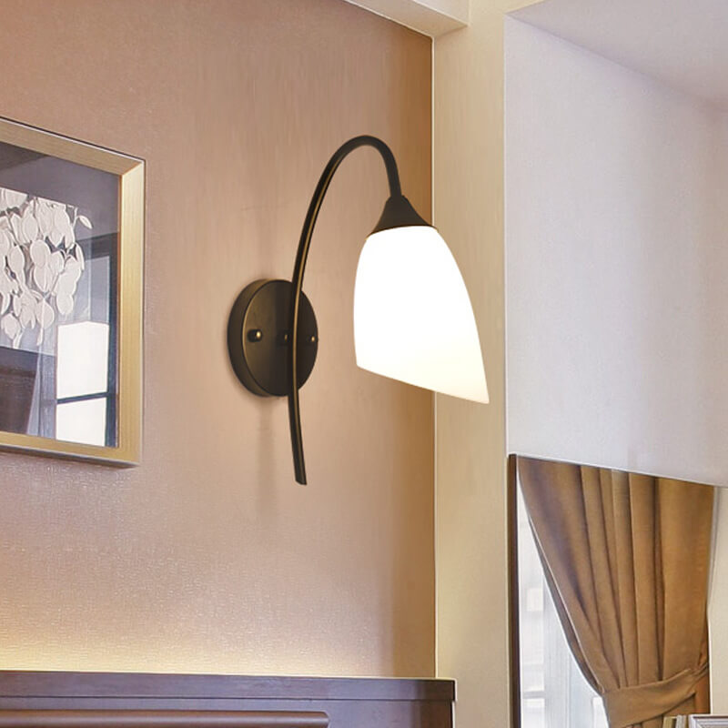 Modern 1-Light Slant Bell Shaped Armed Sconce Lamp