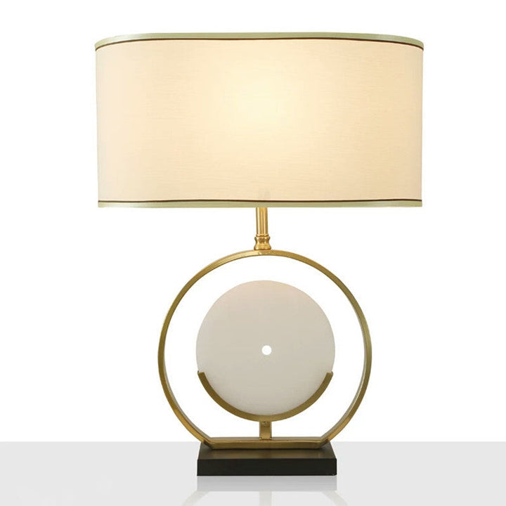 Pantalla de lámpara de tela simple china base de mármol lámpara de mesa de 1 luz 