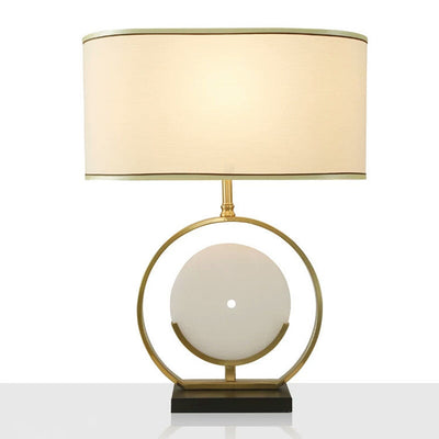 Chinesische einfache Stofflampenschirm Marmor Basis 1-Licht Tischlampe 