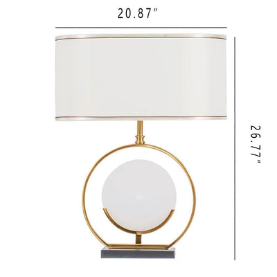 Chinesische einfache Stofflampenschirm Marmor Basis 1-Licht Tischlampe 