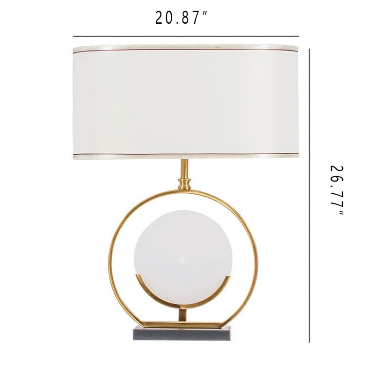 Chinesische einfache Stofflampenschirm Marmor Basis 1-Licht Tischlampe 