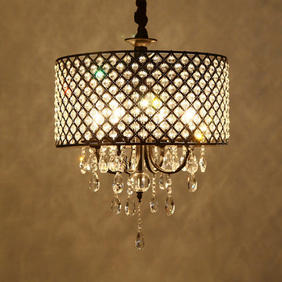 Modern Crystal Fishnet Shaped Round Shade 4-Light Chandelier