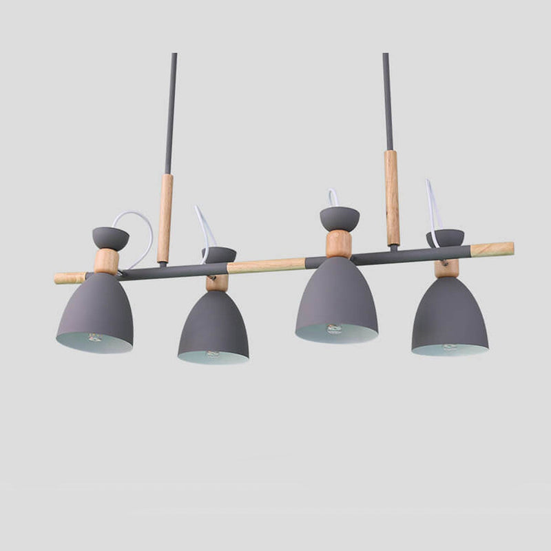 Nordic Macaron Log Bell Shade Island Light 4-Light Chandelier