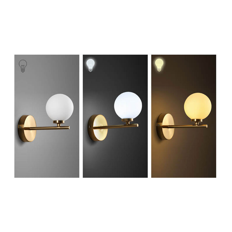 Nordic Creative Milk White Round Ball Metal Magic Bean 1/2/3 Light Wall Sconce Lamp