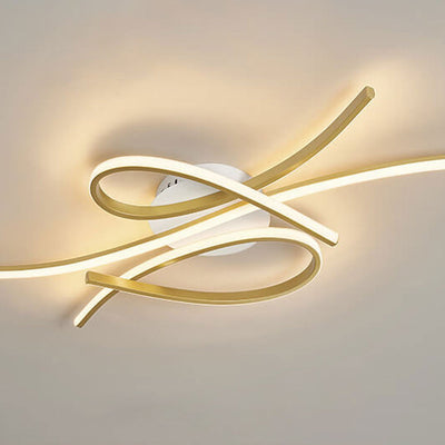 Modern Creative Bending Curves Line Design LED Flush Mount Ceiling Light
