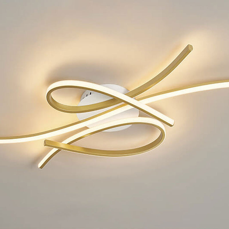 Modern Creative Bending Curves Line Design LED Flush Mount Ceiling Light