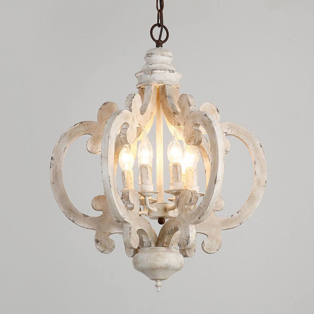 Contemporary Creative Industrial Wooden Candle Design 6-Light Chandelier For Living Room