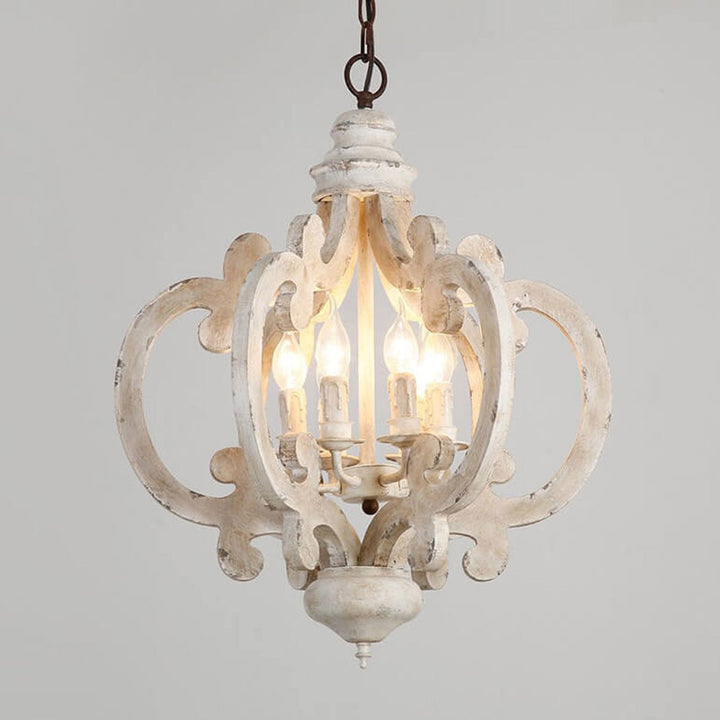 Contemporary Creative Industrial Wooden Candle Design 6-Light Chandelier For Living Room