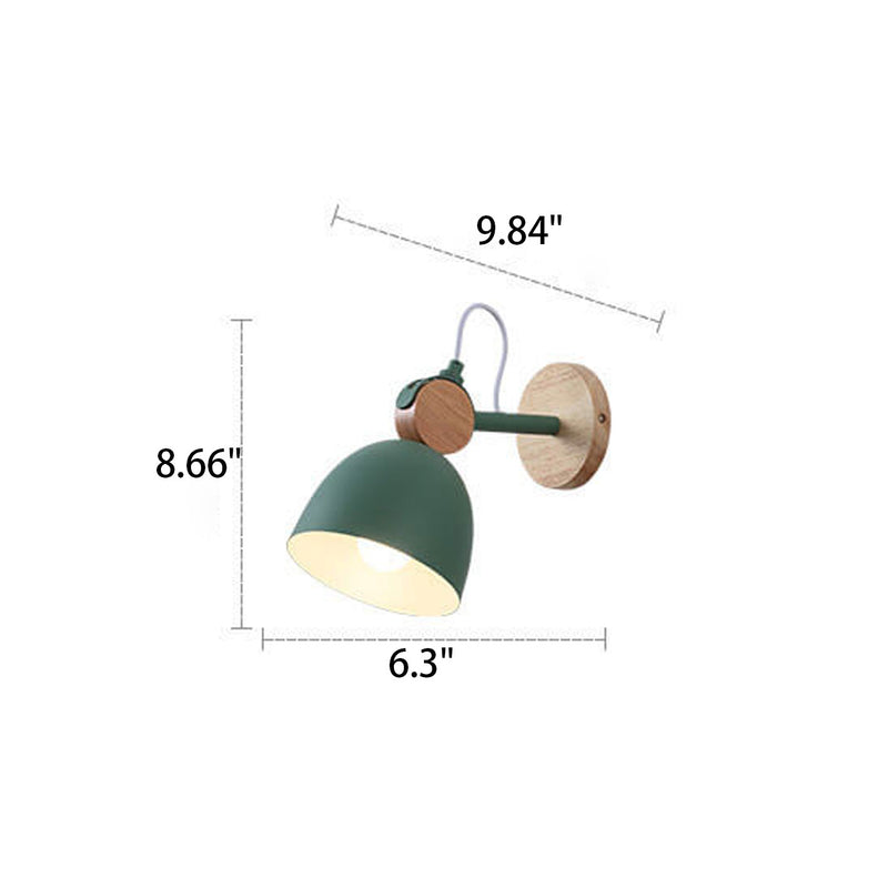 Nordic Macaron Dome Log 1-Light Rotatable Wall Sconce Lamp
