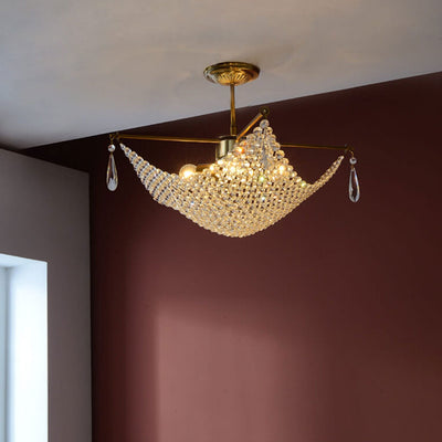 Modern Luxury Crystal Netting 4-Light Art Chandelier