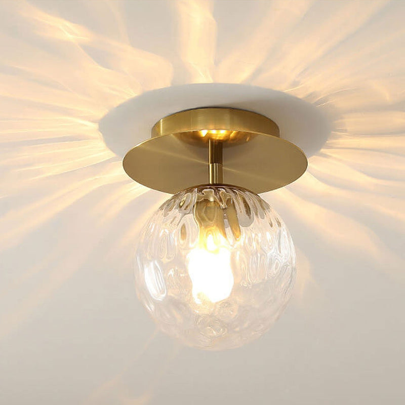 Luz de techo semiempotrada de 1 luz con orbe de vidrio nórdico 