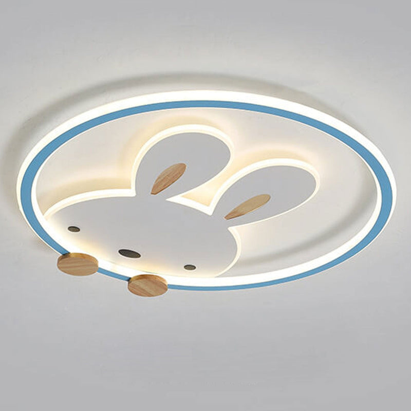 Childlike Modern Simple Cartoon Rabbit Design LED Flush Mount Light