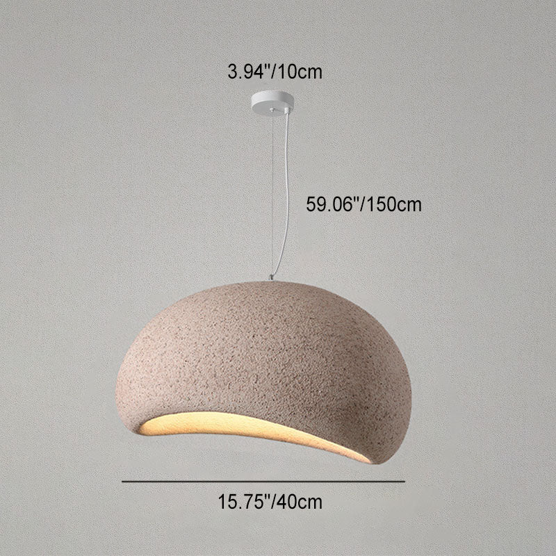 Lustre suspendu traditionnel vintage en arc semi-circulaire avec texture imitation pierre 1 lumière pour salon 