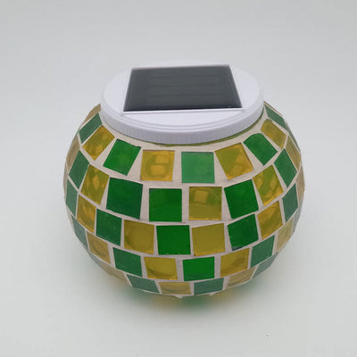 Solar Garden Green Grid Glass Jar LED Decorative Path Light
