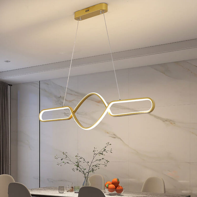 Modern Simple Line Staggered Spiral Design LED Chandelier