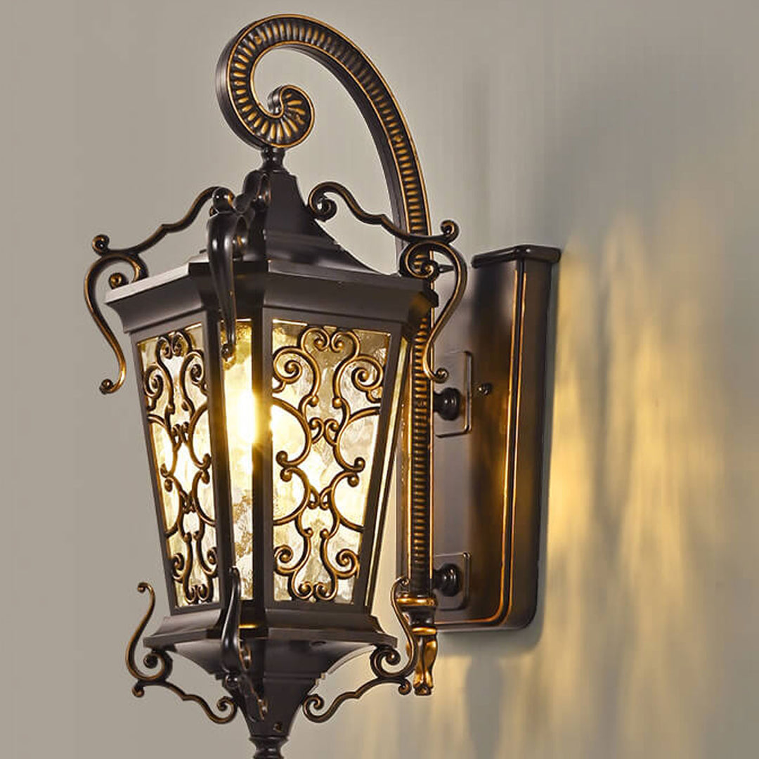 Lámpara de Aplique de Pared a Prueba de Agua de 1 Luz para Exteriores de Estilo Palacio Europeo 