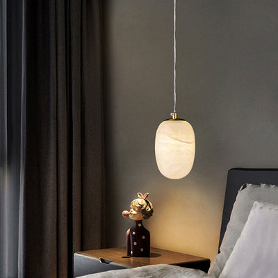 Modern Luxury Round Marble Brass 1-Light Pendant Light