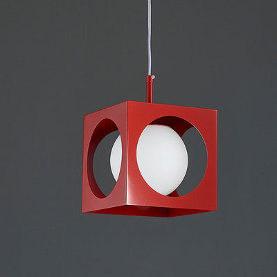Industrial Iron Vintage Openwork Cube Wrap Ball Design 1-Light Pendant Light