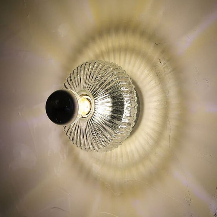 Applique murale à 1 lumière en verre à grain vertical vintage 