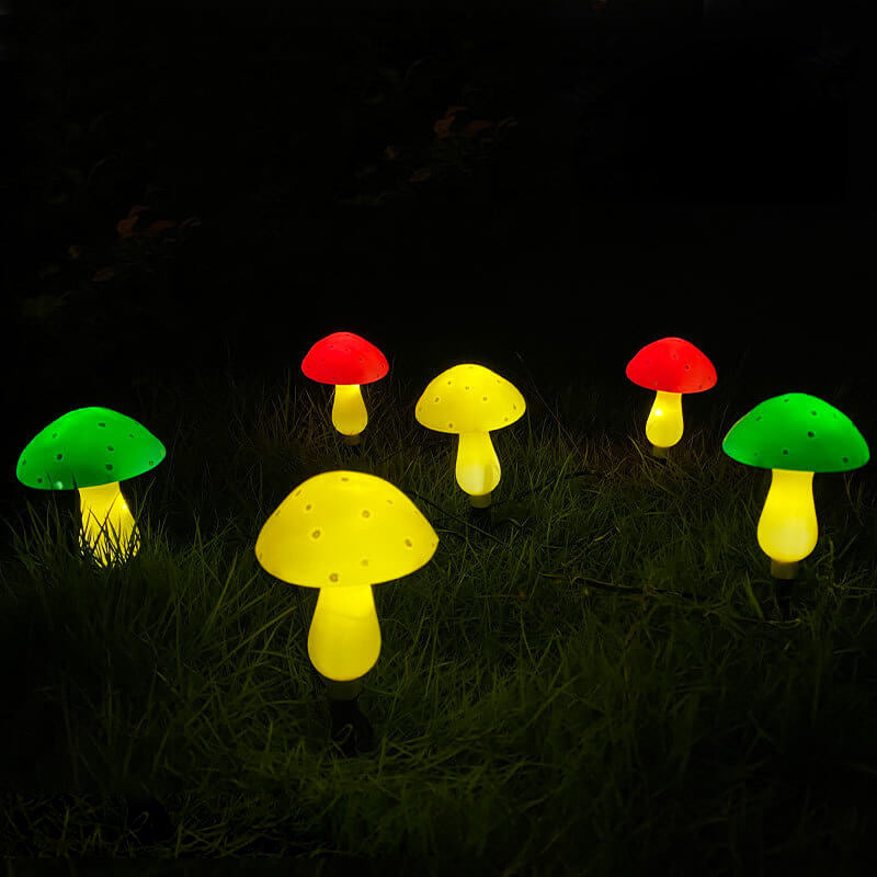 Modern Art Deco Solar Waterproof Mushroom Shaped String Lights LED Outdoor Lawn Decorative Ground Plug Light