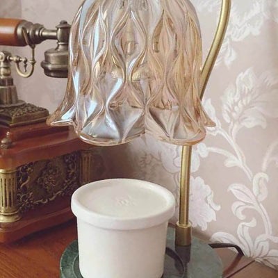 Modern Suzutan Glass Marble Base 1-Light Melting Wax Table Lamp