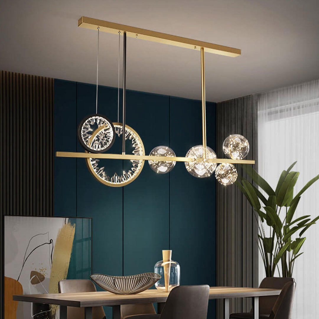 Lustre LED moderne en forme de cercle de cristal et de verre, luminaire de luxe, luminaire décoratif d&