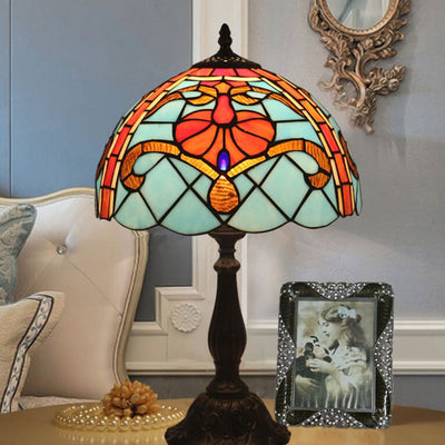 Lampe de table méditerranéenne à 1 lumière en verre Tiffany européen 
