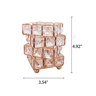 Lampe de table décorative à 1 lumière avec cube en cristal créatif et plume d'autruche 