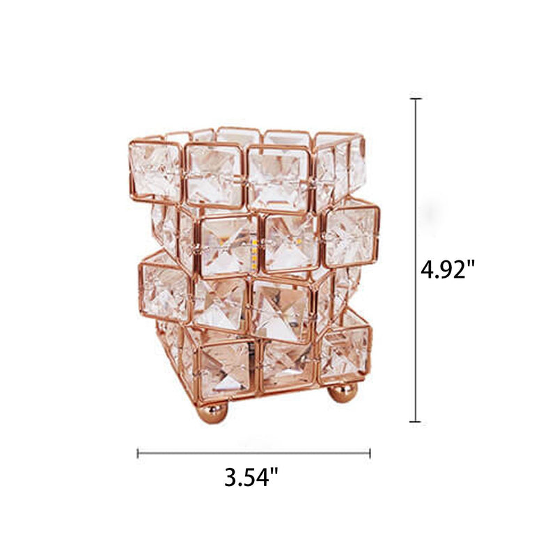 Lampe de table décorative à 1 lumière avec cube en cristal créatif et plume d&