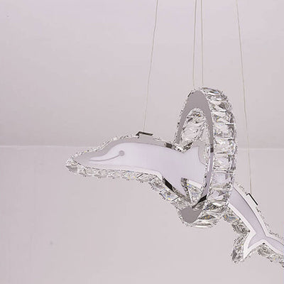 Modern Luxury Dolphin Crystal Stainless Steel LED Chandelier