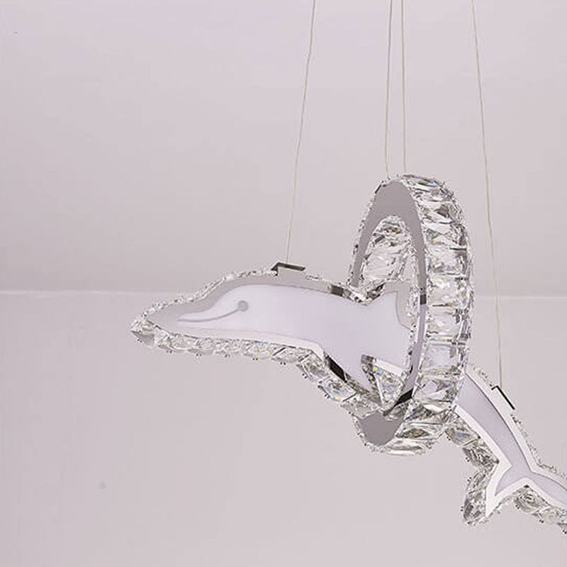 Modern Luxury Dolphin Crystal Stainless Steel LED Chandelier