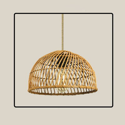 Vintage Rattan Weaving Dome 1-Licht Pendelleuchte