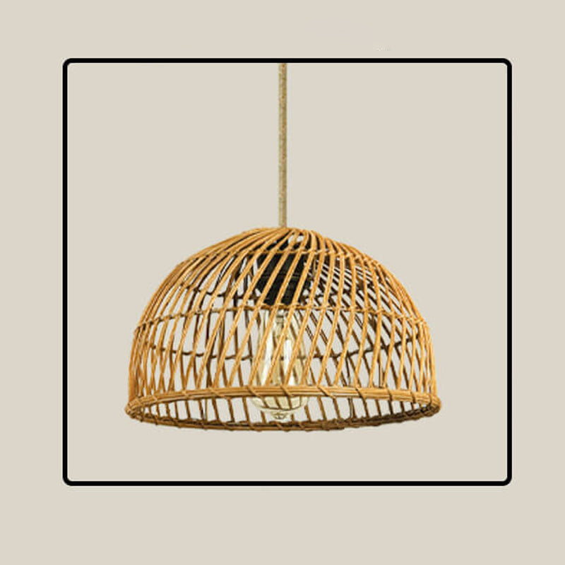 Vintage Rattan Weaving Dome 1-Licht Pendelleuchte