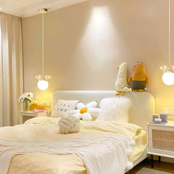 Moderne Sternenkrone Glas Kugel LED Pendelleuchte 