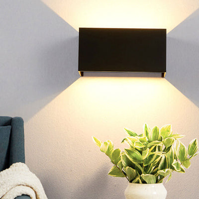 Modern Outdoor Waterproof Rectangular LED Up and Down Illuminated Outdoor Wall Sconce Lamp