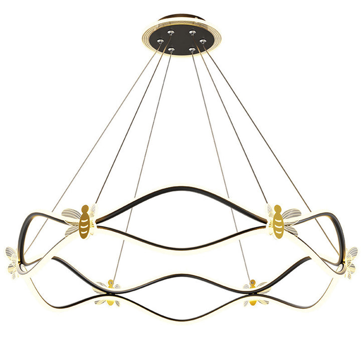 Lámpara de Araña LED de Isla de 3/4 Luces de Ola Minimalista Moderna de Hierro 